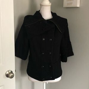 Loft Black 1/2 Sleeve Cropped Sweater